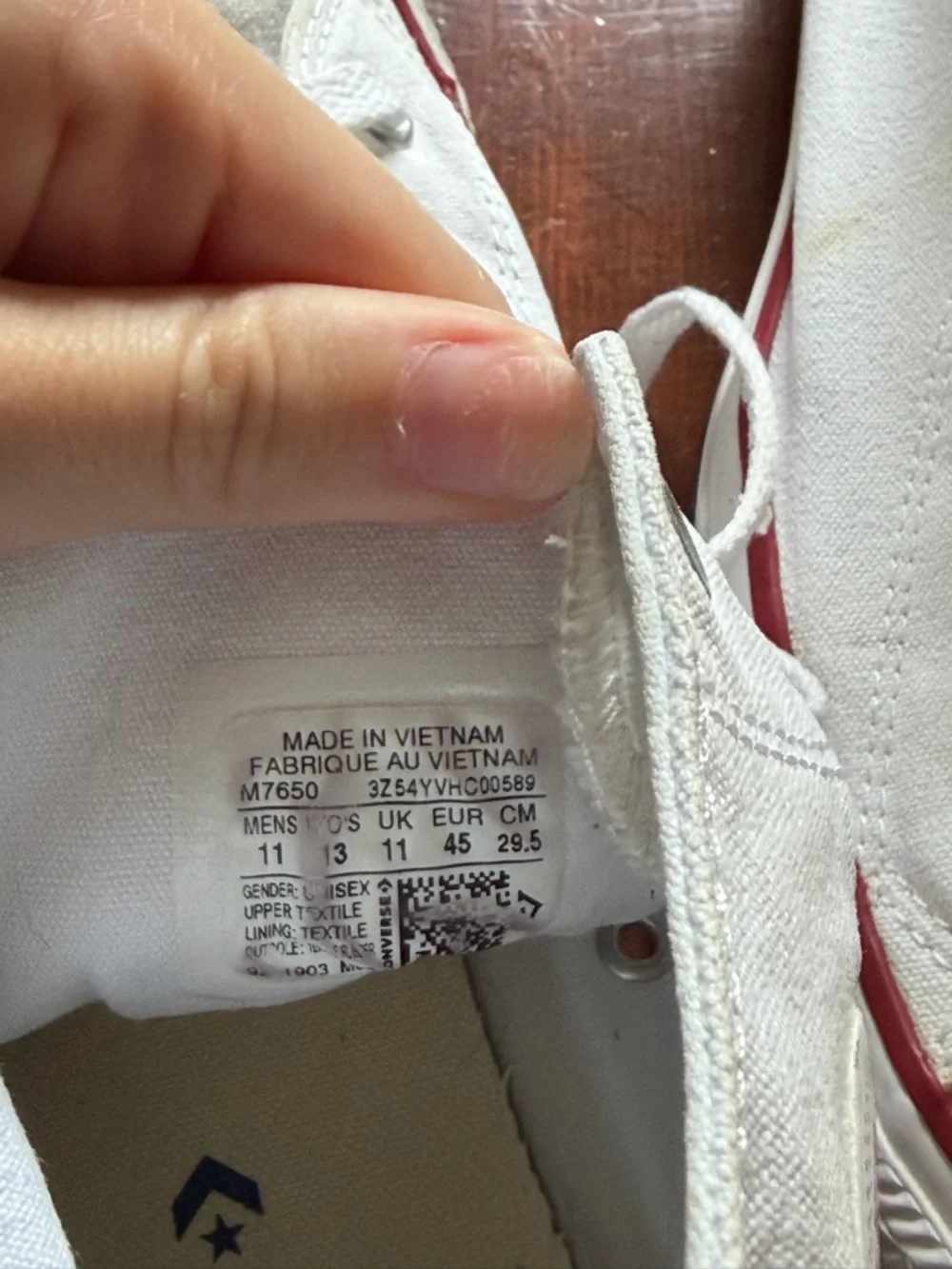 Converse White High-Top Sneakers with Red Trim